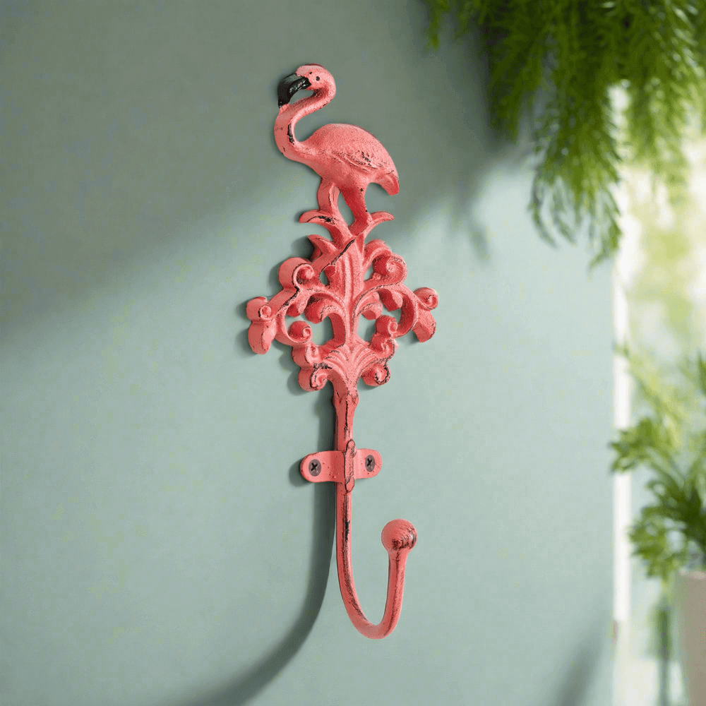 Flamingo Wall Hooks in Pink Cast Iron Set of 4 Vintage Shopper