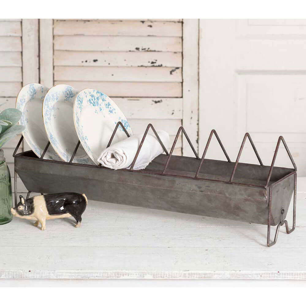 Rustic Metal Farmhouse Dish Drying Rack Vintage Shopper