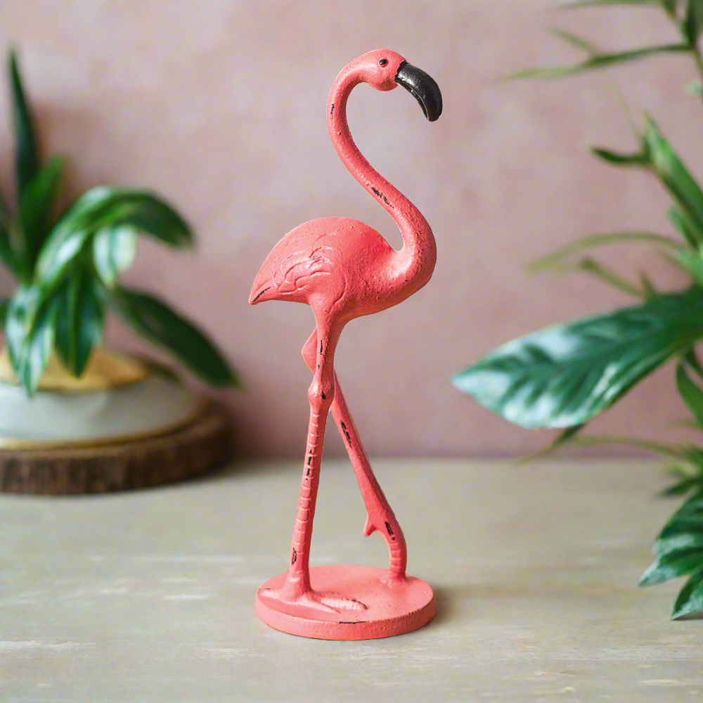 Pink Flamingo Statue in Cast Iron-Home Decor-Vintage Shopper