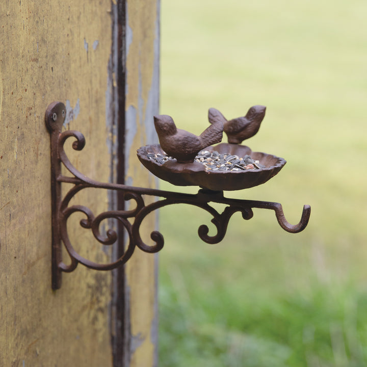 Rustic Wall-Mounted Bird Feeder in Cast Iron-Outdoor Décor-Vintage Shopper