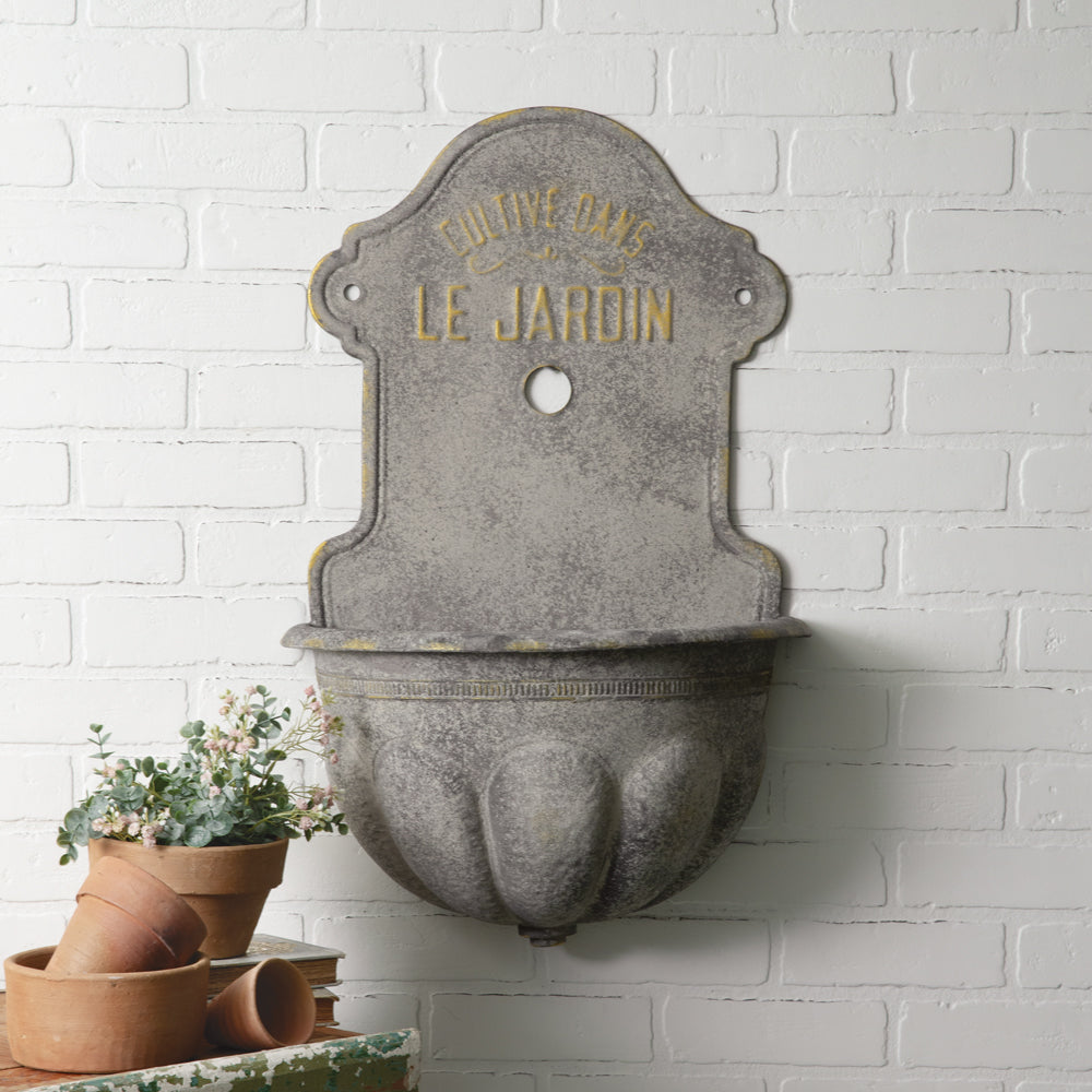 Vintage-Inspired French Water Fountain Wall Planter-Outdoor Décor-Vintage Shopper