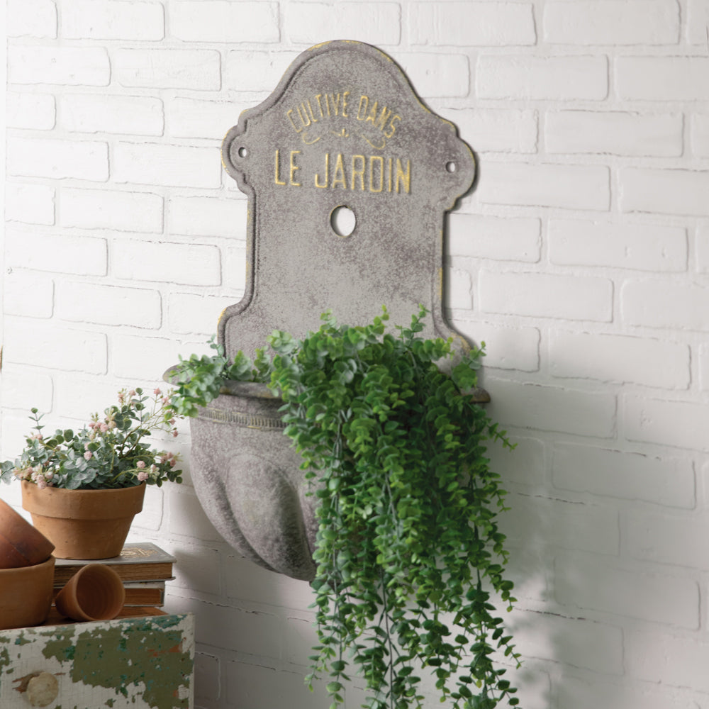 Vintage-Inspired French Water Fountain Wall Planter-Outdoor Décor-Vintage Shopper