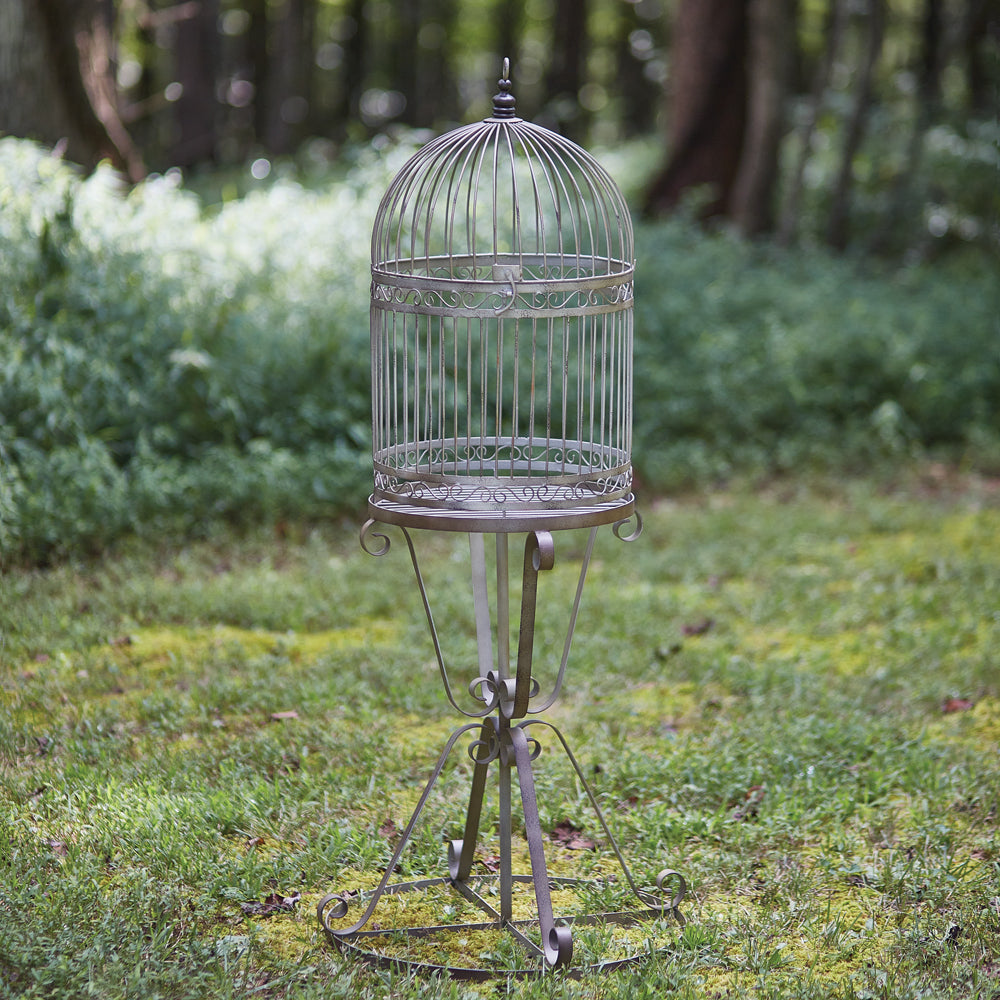 Victorian Decorative Birdcage on Stand-Outdoor Décor-Vintage Shopper