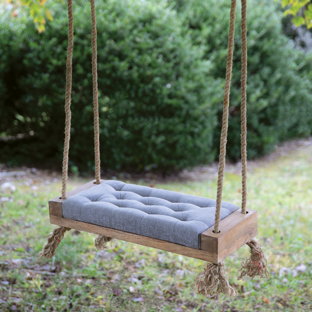 Garden Swing Seat with Padded Cushion and Rope-garden swing-Vintage Shopper