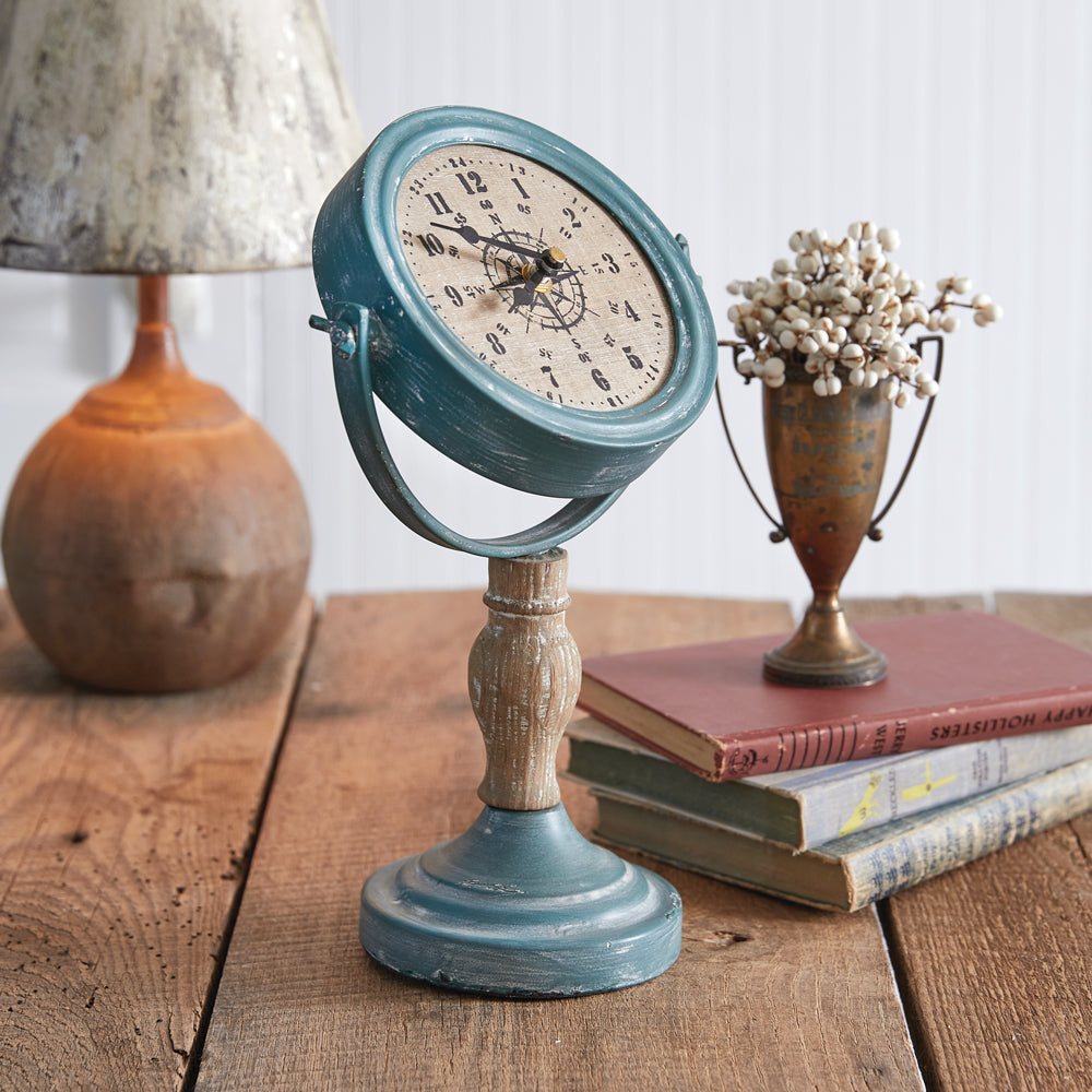 Nautical Compass Tabletop Clock-Clocks-Vintage Shopper