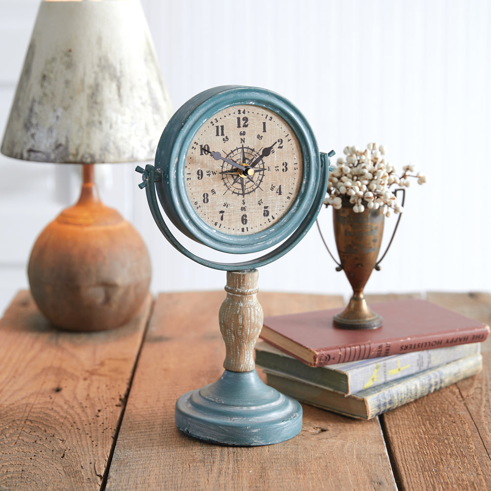 Nautical Compass Tabletop Clock-Clocks-Vintage Shopper