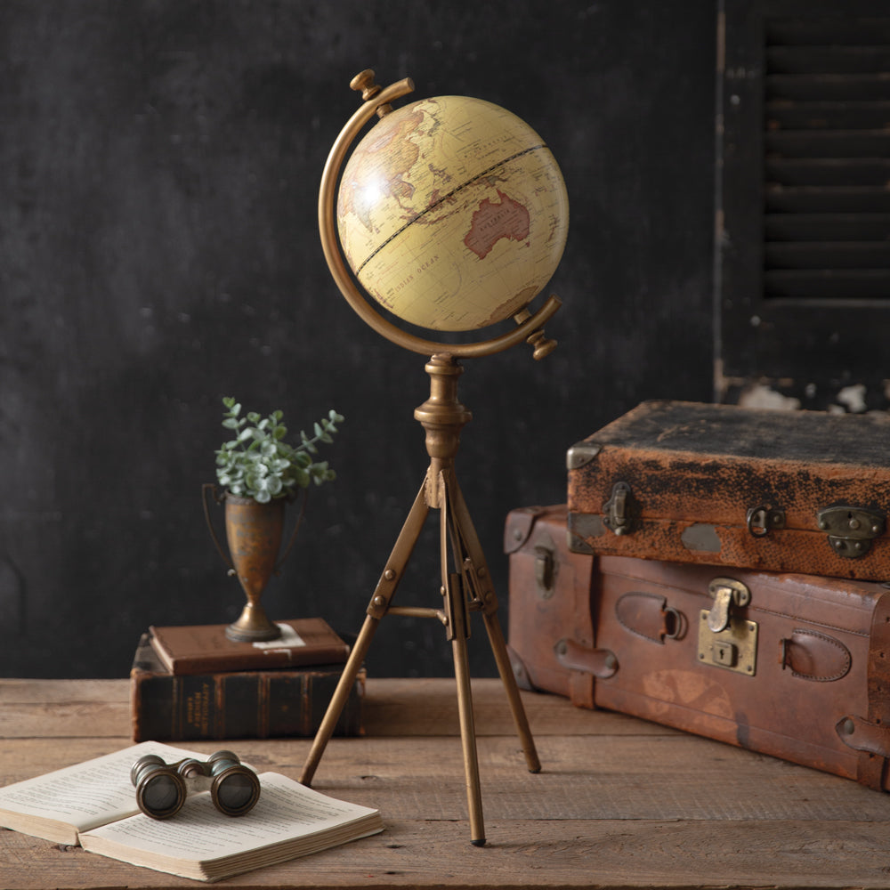 Antique-Inspired Tabletop Globe on Tripod-globe-Vintage Shopper