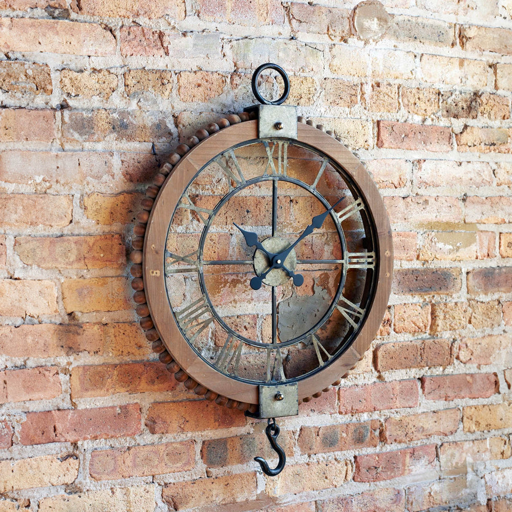Industrial Wall Clock With Hook-Clocks-Vintage Shopper