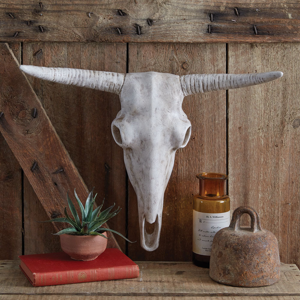 Faux Longhorn Cow Skull in Resin-Wall Decor-Vintage Shopper