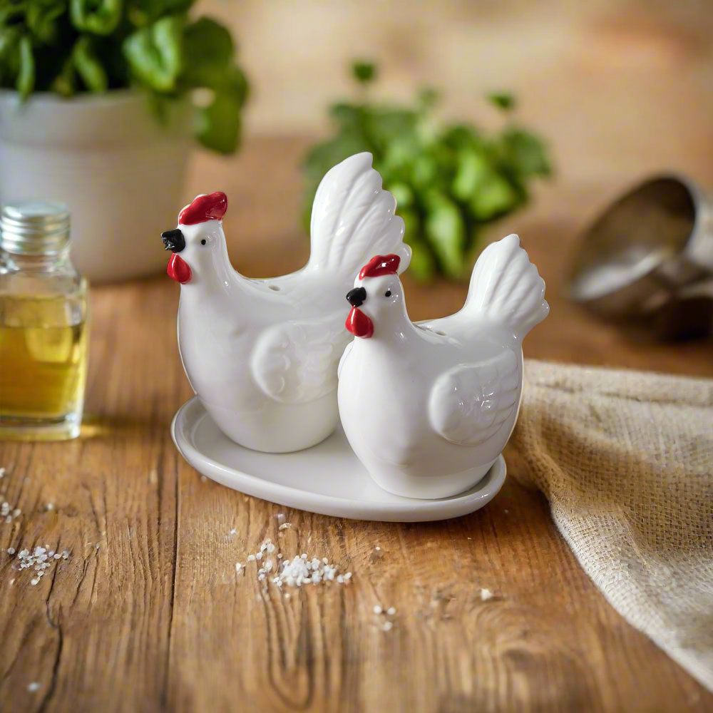 Ceramic Chickens Salt and Pepper Shakers-Kitchenware-Vintage Shopper