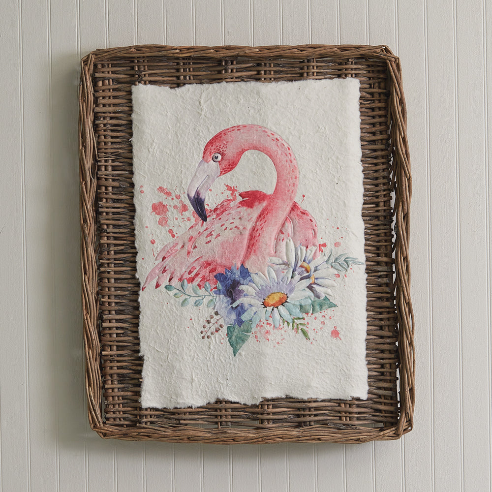 Flamingo Wall Art on Basket-Wall Decor-Vintage Shopper