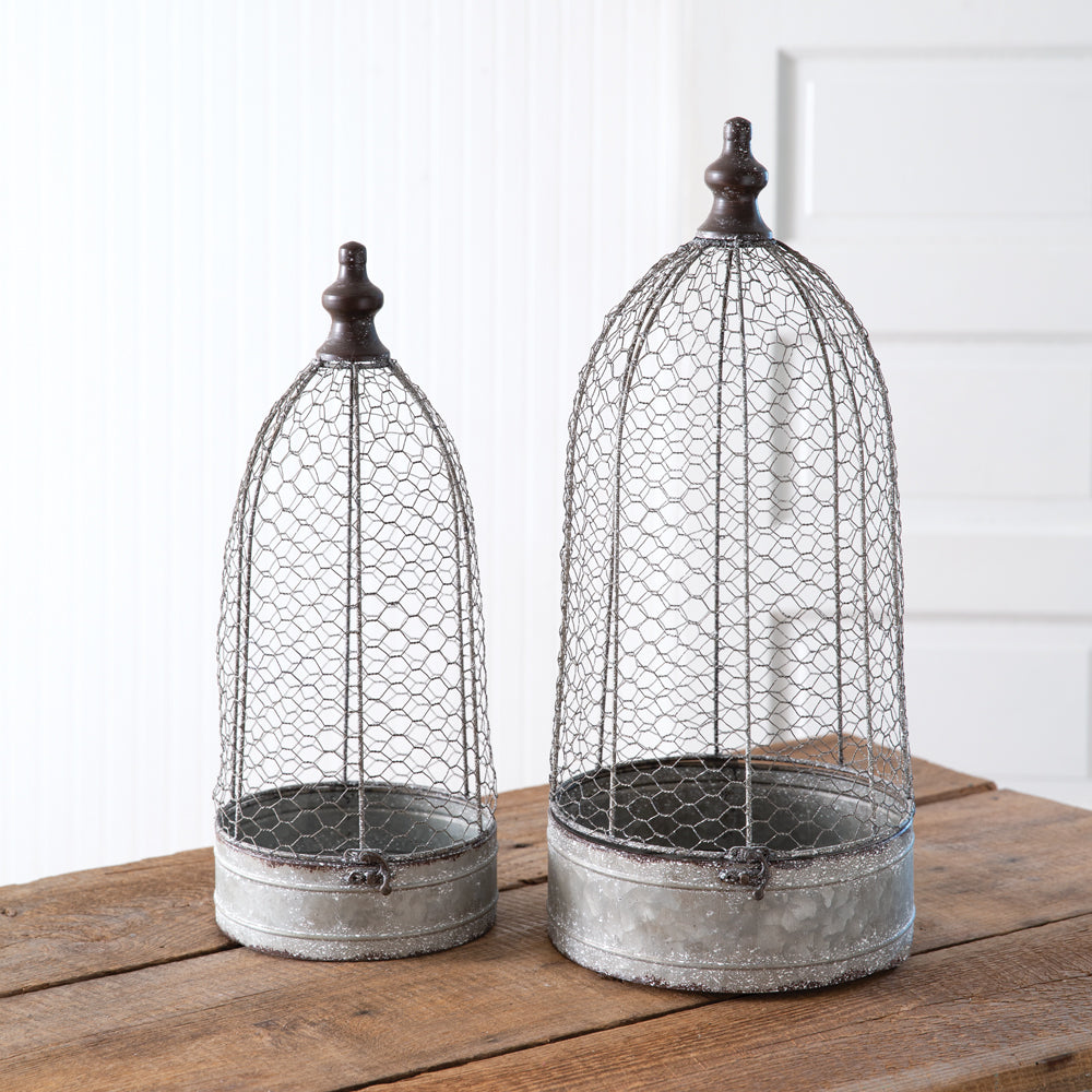 Rustic Farmhouse Chicken Wire Cloches (Set of 2)-Home Decor-Vintage Shopper