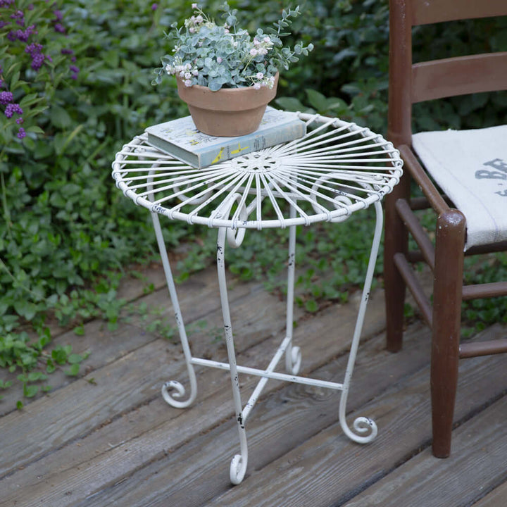 Rustic Metal Side Table in White