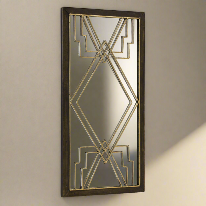 Art Deco Wall Mirror in Gold and Black-Mirror-Vintage Shopper