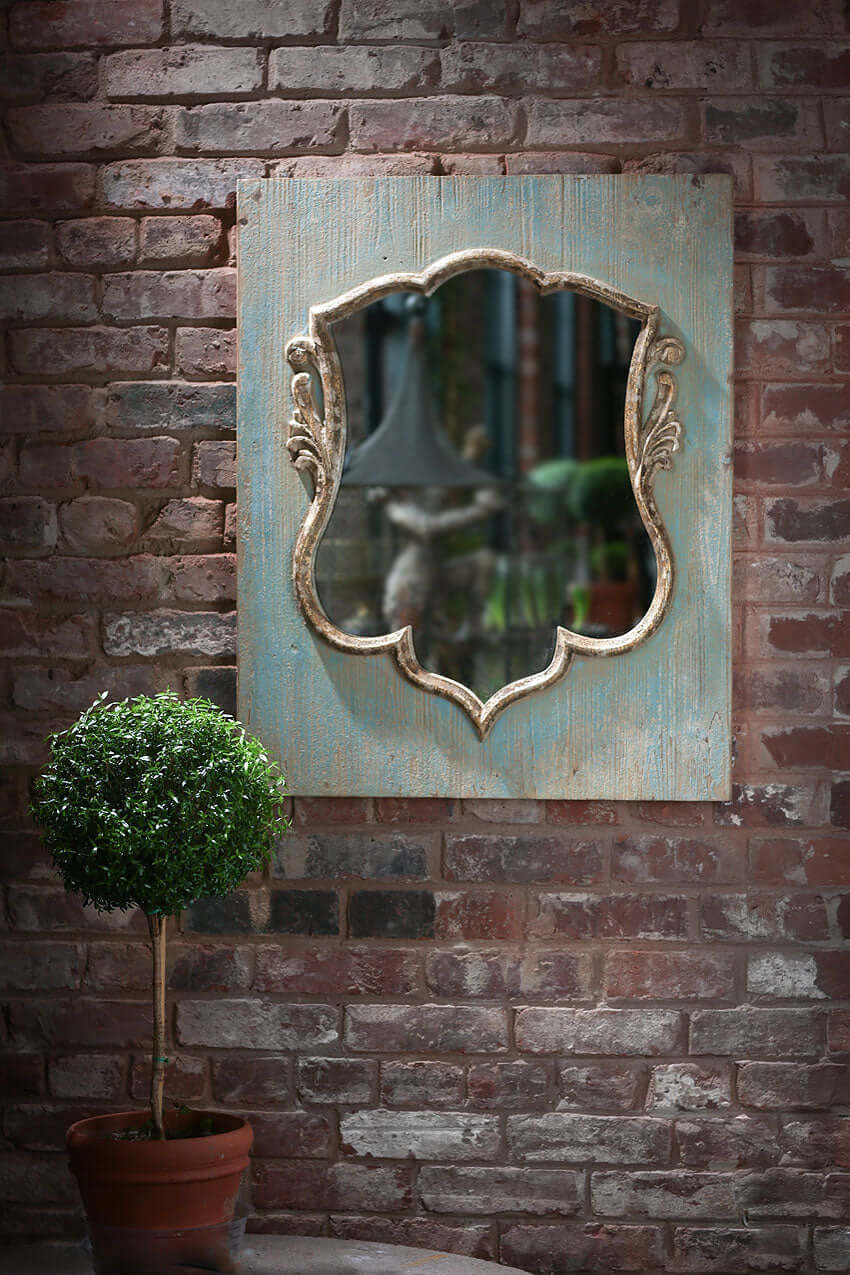 Antique Shield-Shaped Wall Mirror