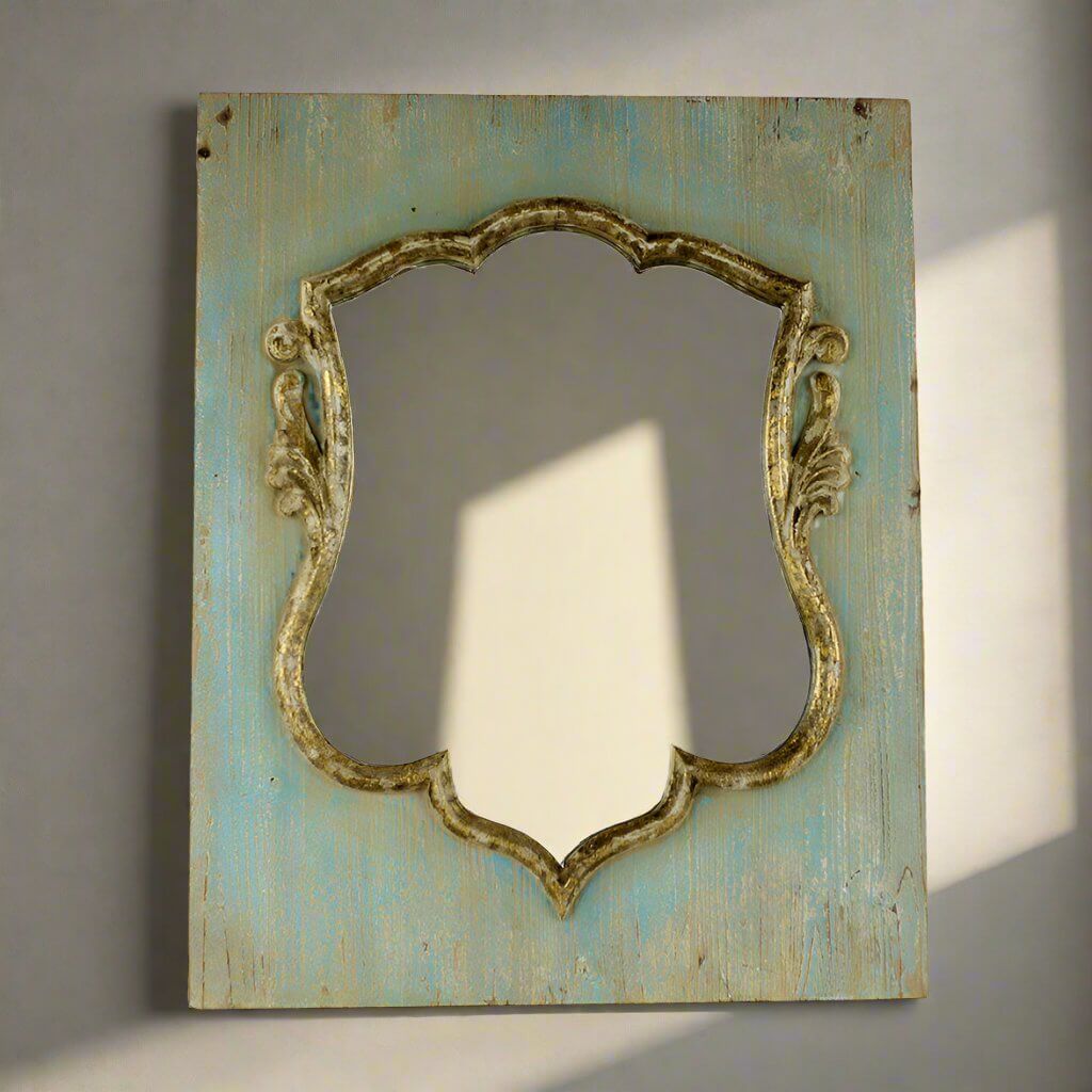 Antique Shield-Shaped Wall Mirror