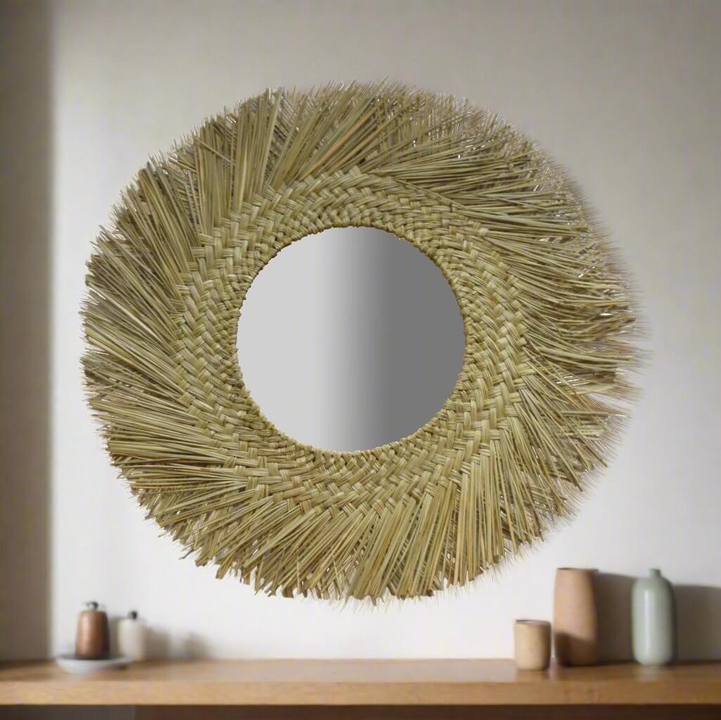 Boho Woven Seagrass Wall Mirror