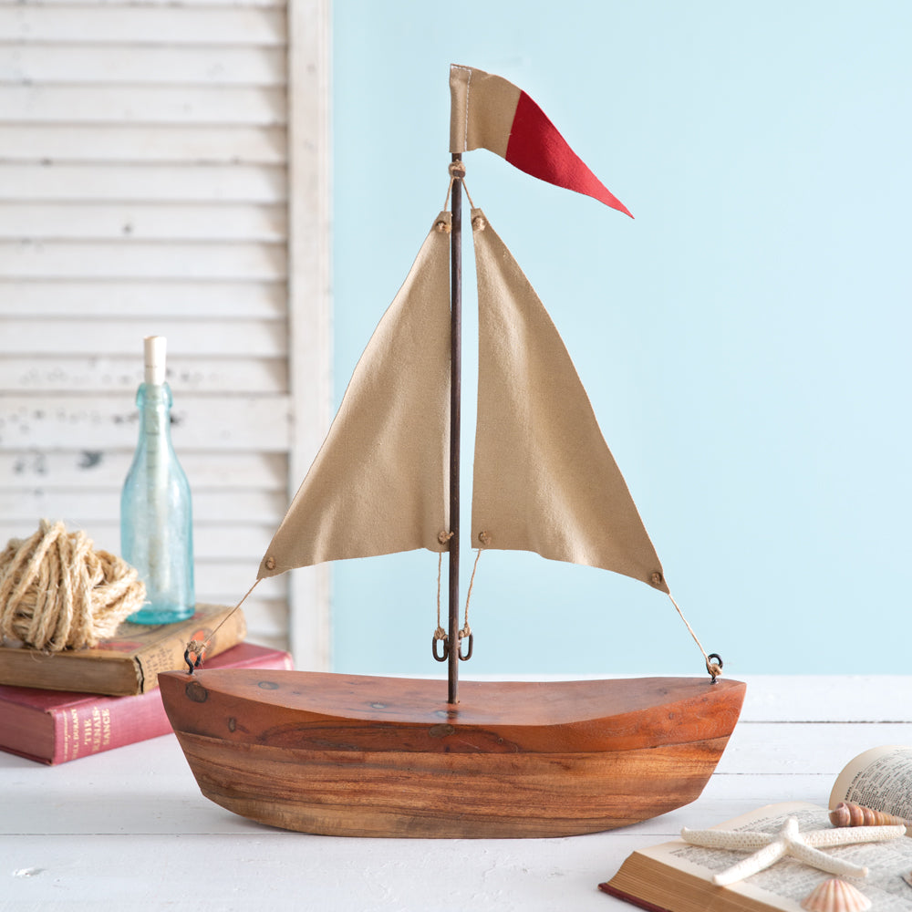 Handcrafted Model Sailboat Nautical Decor