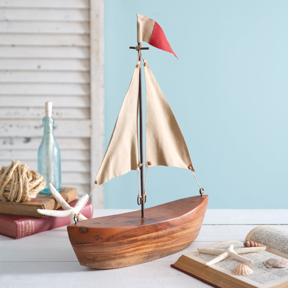 Handcrafted Model Sailboat Nautical Decor