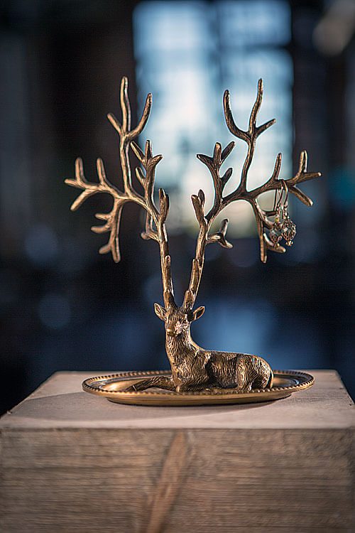 Deer Jewelry Holder in Antique Brass