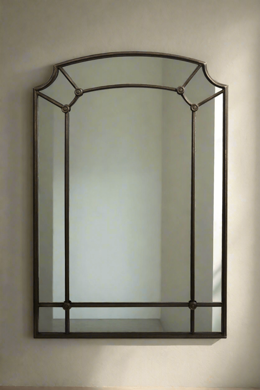 Structured Arched Wall Mirror in Iron