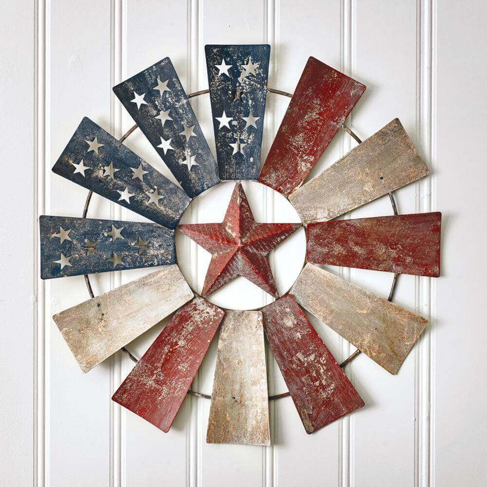 American Flag Windmill Wall Décor