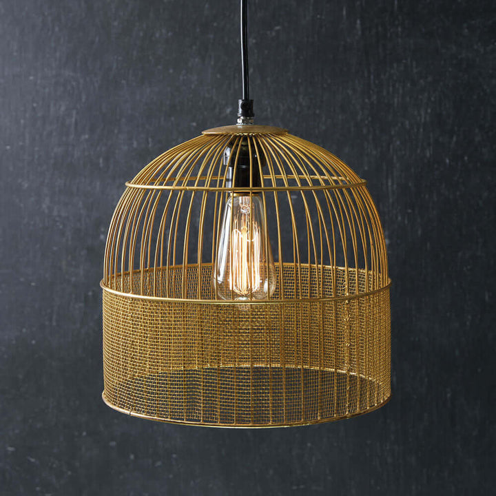 Antique Birdcage Pendant Light in Gold Metal