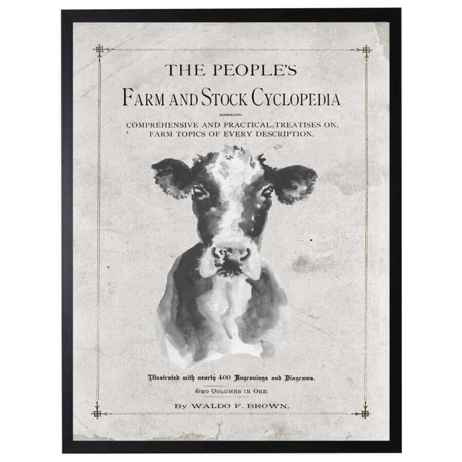 Antique Farmhouse Cow Artwork inspired by "The People's Farm And Stock Cyclopedia"