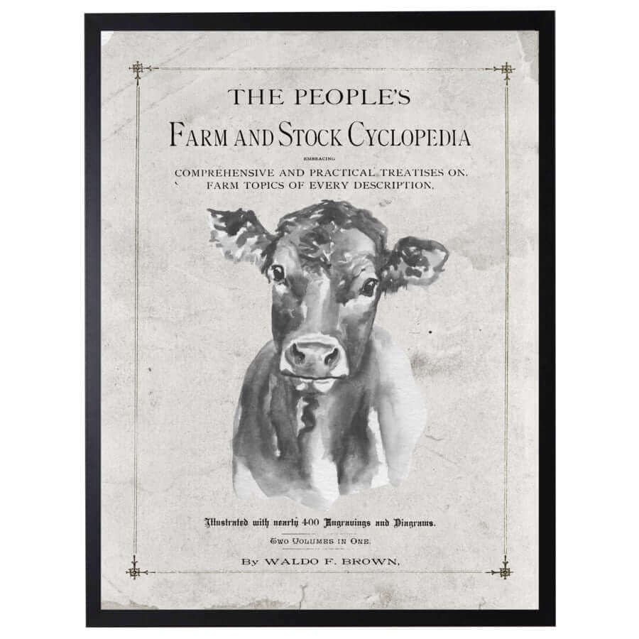 Antique Farmhouse Jersey Cow Artwork inspired by "The People's Farm And Stock Cyclopedia"