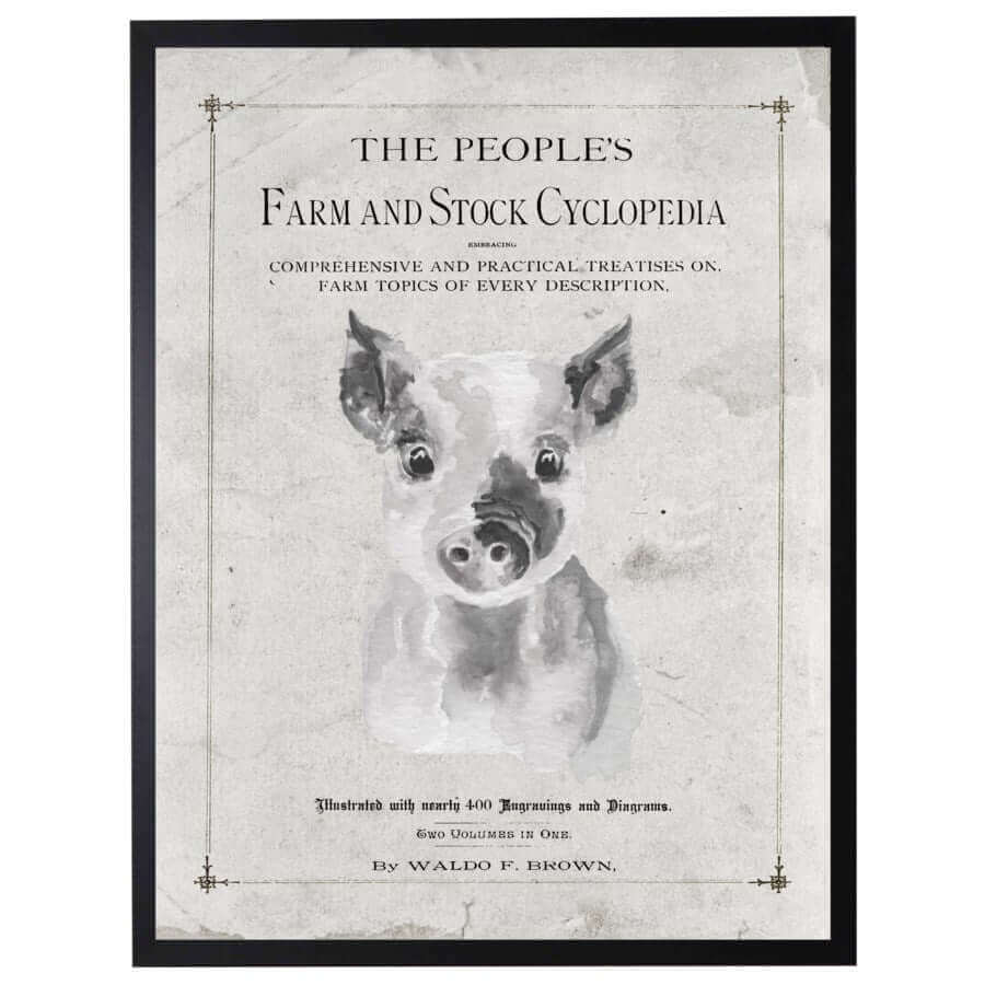 Antique Farmhouse Pig Artwork inspired by "The People's Farm And Stock Cyclopedia"