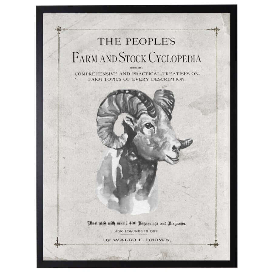 Antique Farmhouse Ram Artwork inspired by "The People's Farm And Stock Cyclopedia"