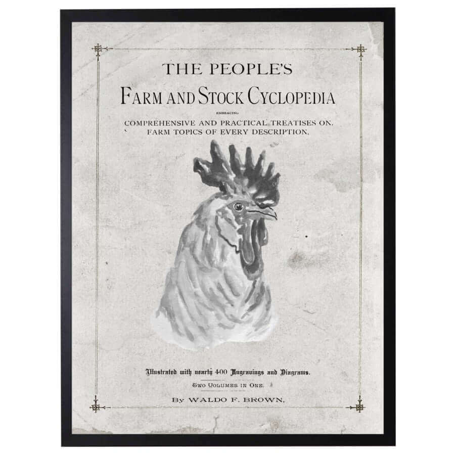 Antique Farmhouse Rooster Artwork inspired by "The People's Farm And Stock Cyclopedia"