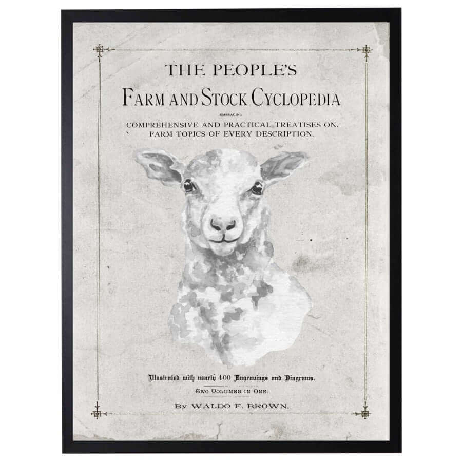 Antique Farmhouse Sheep Artwork inspired by "The People's Farm And Stock Cyclopedia"