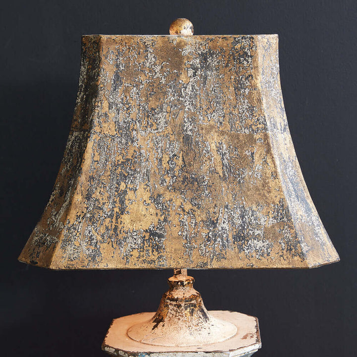 Antique French Table Lamp with Rustic Metal Shade