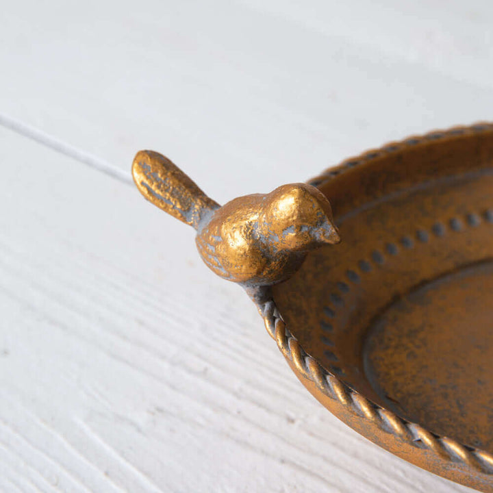 Antique Gold Trinket Dish with Birds