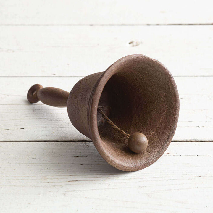 Antique Inspired Hand Bell in Rustic Cast Iron