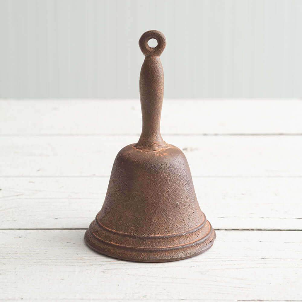 Antique Inspired Hand Bell in Rustic Cast Iron