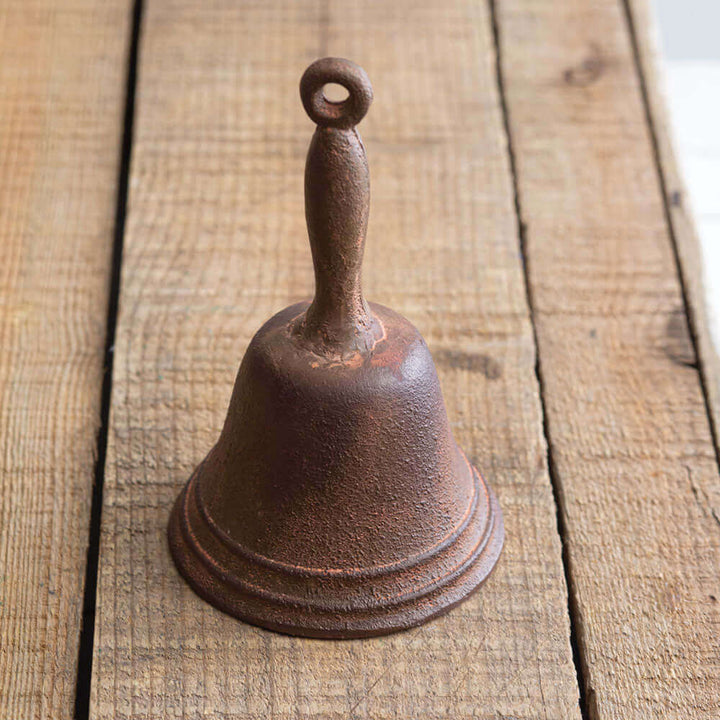 Antique Inspired Hand Bell in Rustic Cast Iron