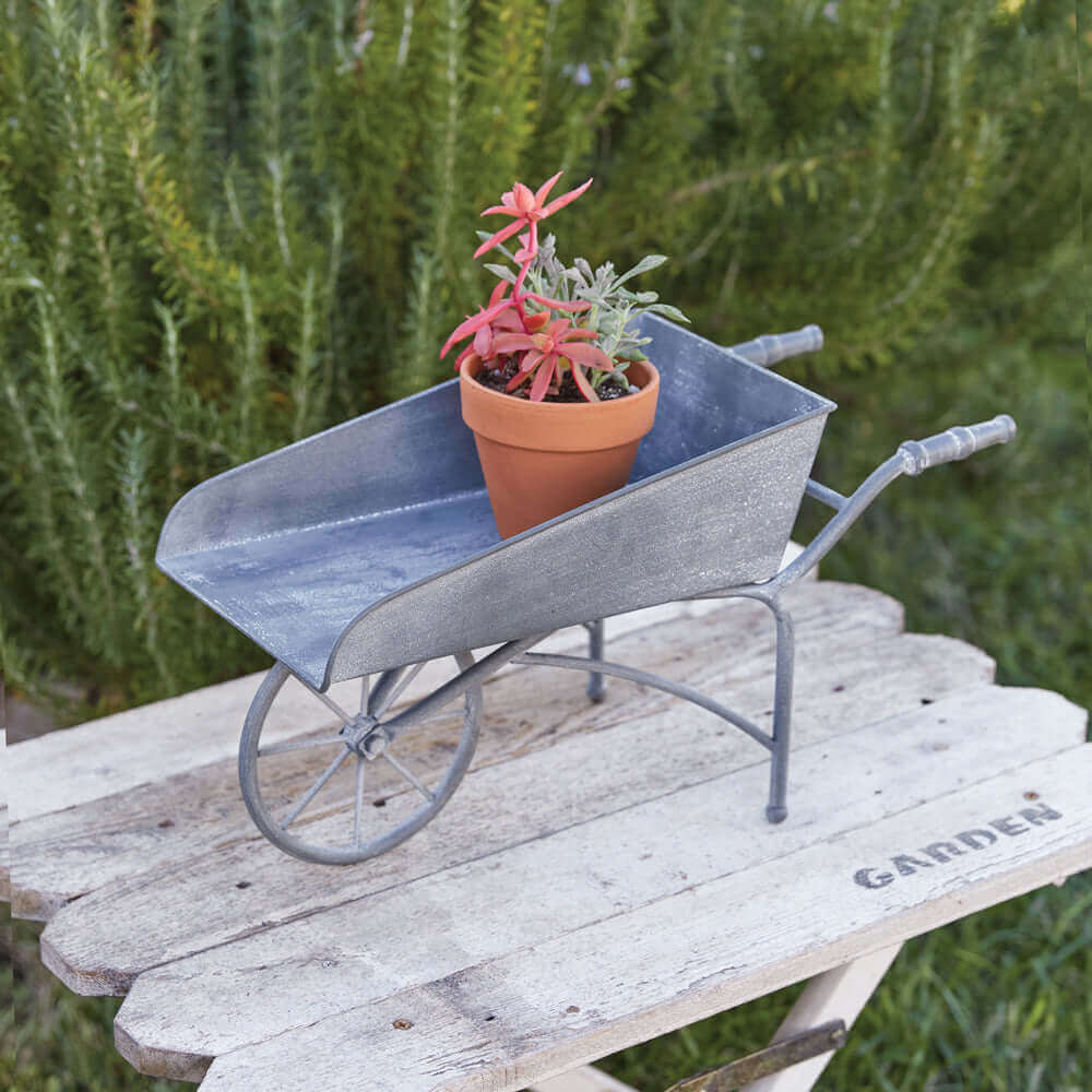 Antique Inspired Tabletop Wheelbarrow Display