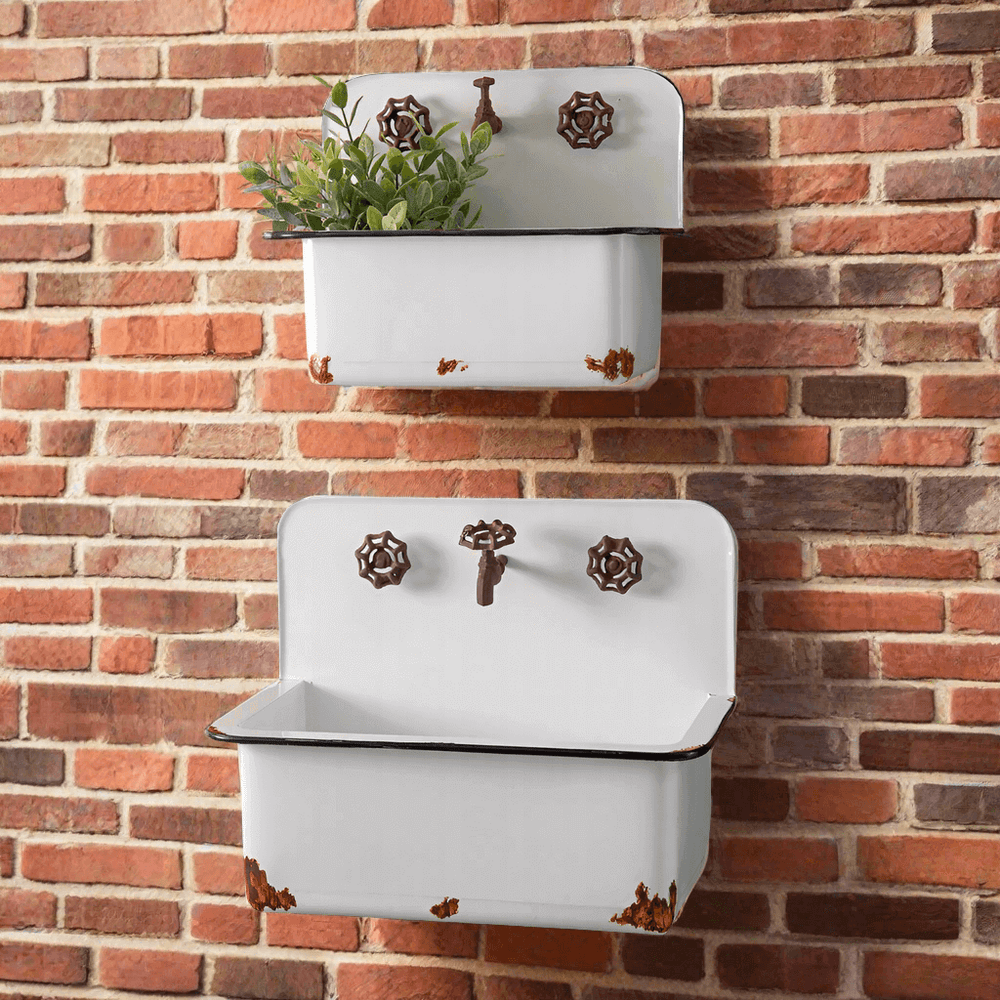 Antique Sink Wall Planters (Set of 2)