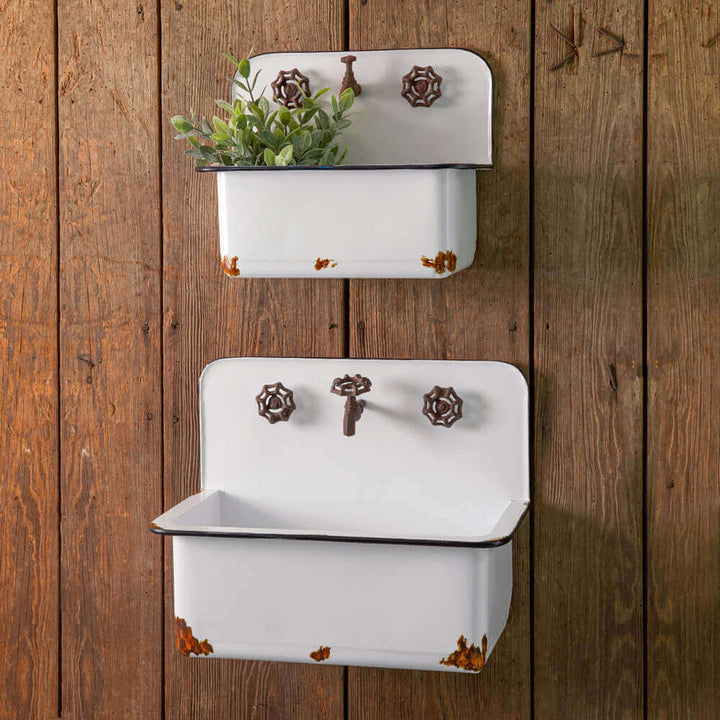 Antique Sink Wall Planters (Set of 2)