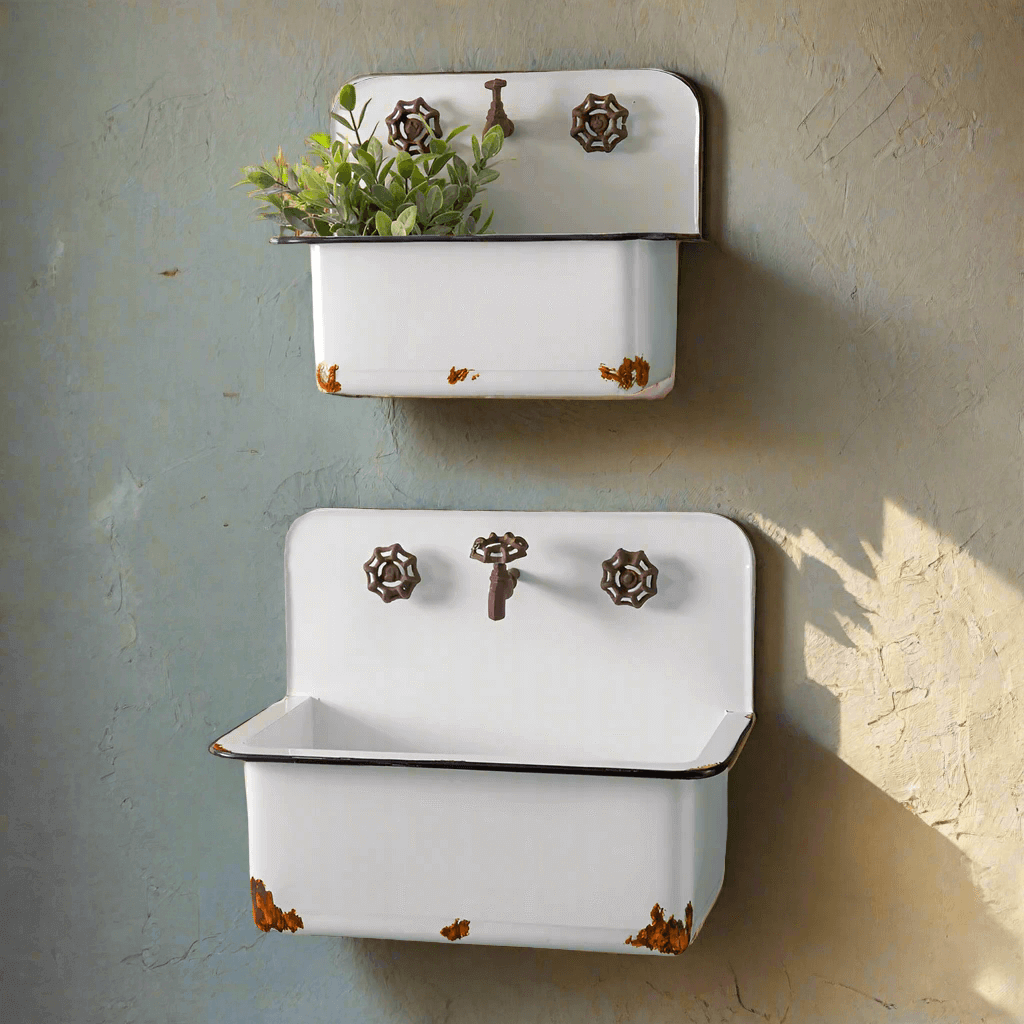 Antique Sink Wall Planters (Set of 2)