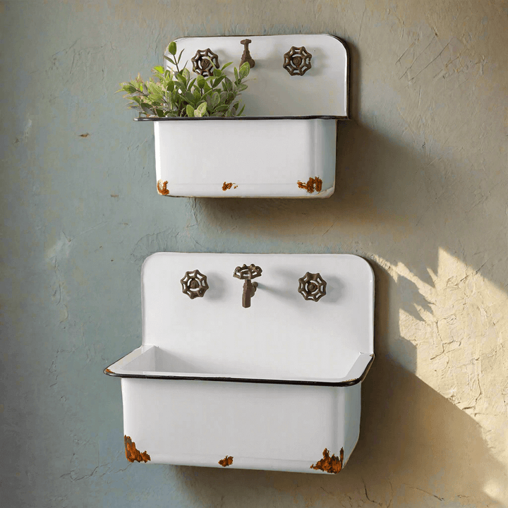 Antique Sink Wall Planters (Set of 2)