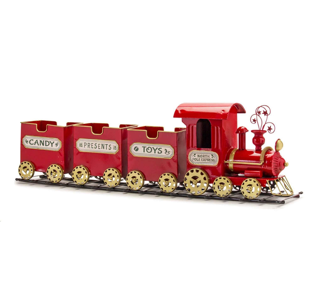 Antique Toy Train on Track Christmas Decor