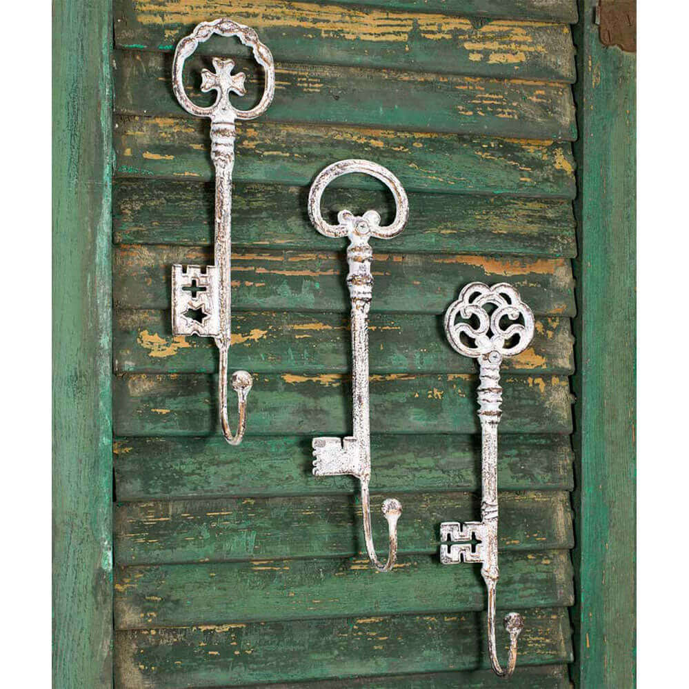 Antique Wall Mounted Key Hooks (Set of 3)