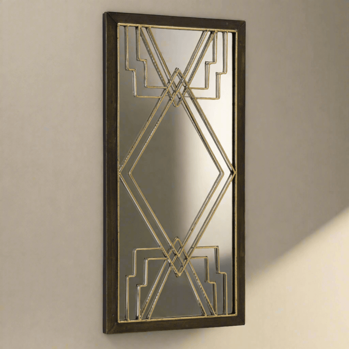 Art Deco Wall Mirror in Gold and Black