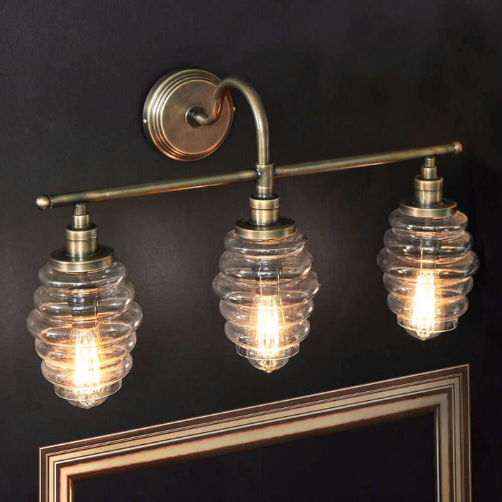 Bathroom Beehive Vanity Light In Antique Brass