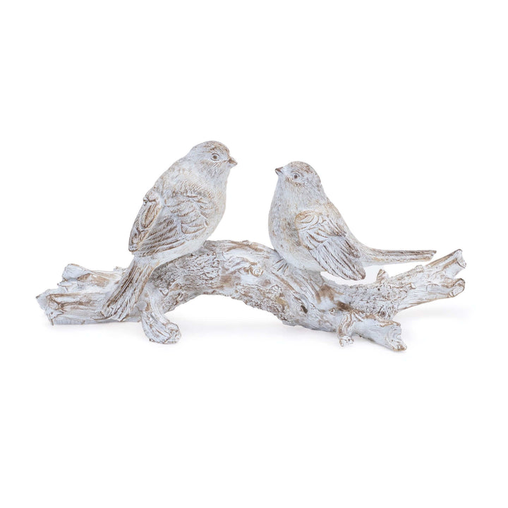 Birds on a Branch Figurine in Country Cottage White