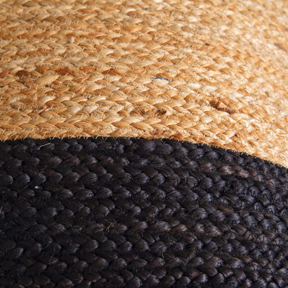 Bohemian Black and Neutral Square Jute Pouf