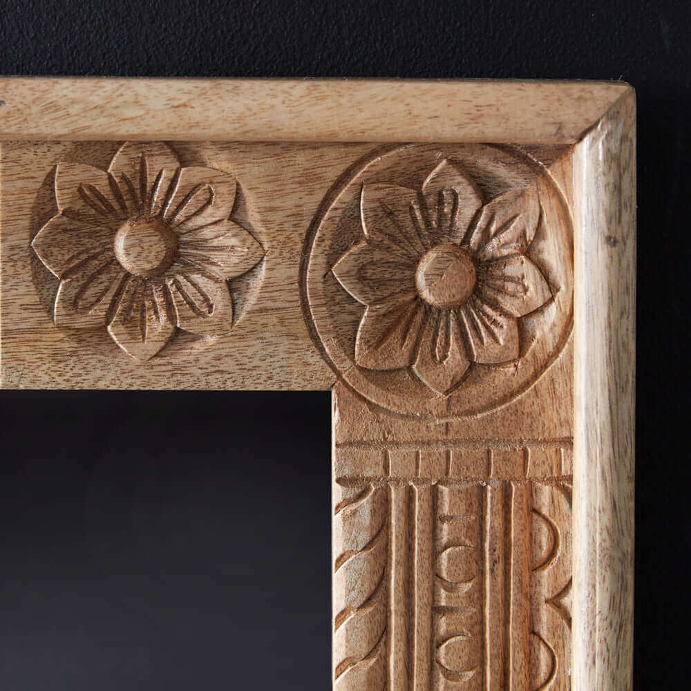 Bohemian Hand Carved Wood Wall Mirror